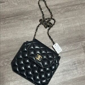 CHANEL Black Quilted Leather Crossbody Bag